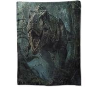 KINDOJIA for Jungle Predator T-Rex Dinosaur Throw Blanket - Realistic Forest Hunter Design, Plush, Soft, Comfy, Lightweight - Warm, Fuzzy, Anti-Pilling Flannel for Sofa, Couch, Bedroom 50in×40in