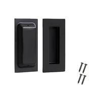 Kindoodos Recessed Door Handles Finger Flush Pulls, 4 Inch Black Pocket Door Pull Hardware (4 Pack)