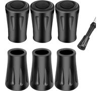 KINDOYO 6 PCS Walking Stick Caps - Walking Stick Rubber Tips Trekking Pole Tip Protectors Replacement Rubber Tips End Fits Most Hiking Sticks, Trekking Poles, Walking Canes