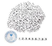 KINDOYO 600 Pcs Acrylic Number Beads Set - Black & White, Sorted 0-9, Flat Round 4x7mm, DIY Necklace & Bracelet Making