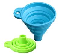 KINDOYO Set of 2 Foldable Funnel - Soft Silicone Gel Funnel Collapsible Funnel Cooking Kitchen Accessories Gadgets (Blue + Green)