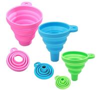 KINDOYO Set of 3 Foldable Funnels - Soft Silicone Gel Funnel Collapsible Funnel Cooking Kitchen Accessories Gadgets (Blue + Green + Pink)