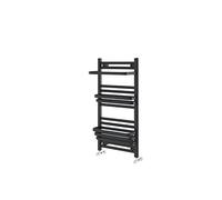 Kindre Black Heated Bathroom Towel Rail Vertical Radiator Ladder Design With Hangers - 800mm x 500mm