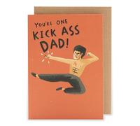 Kindred | Father's Day Card | Card for Dad, Grandad, Husband | Him, Boys, Men | Kick Ass Dad Design | With Envelope | 12.7 x 12.7 cm