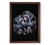 Kindred Primates Modern Framed Wall Art Print A2 (59.4×42cm) Walnut, Wall Decor for Living Room, Bedroom, Office & Home, Ready to Hang, Art Gift
