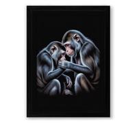 Kindred Primates Modern Framed Wall Art Print A3 (42×29.7cm) Black, Wall Decor for Living Room, Bedroom, Office & Home, Ready to Hang, Art Gift