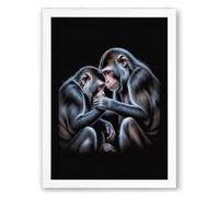 Kindred Primates Modern Framed Wall Art Print A3 (42×29.7cm) White, Wall Decor for Living Room, Bedroom, Office & Home, Ready to Hang, Art Gift
