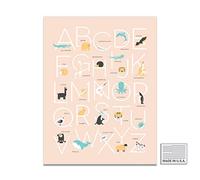 Kindred Sol Collective Animal Alphabet Poster Pink - Educational and Adorable Unisex Nursery Decor - Unique Nursery Prints for Bedrooms, Playrooms, and Classrooms (2 Sizes, 3 Colors)