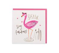 Kindred | Stay Fabulous Sister Birthday Card | Happy Birthday Gifts | Her, Girls, Women | Flamingo Design | With Envelope | 165 x 165 mm