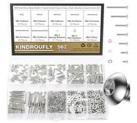Kindroufly 562 Pieces M2.5 x 4/6 /8/10 /12/16 /20mm Button Head Socket Cap Screws Nuts Washers Assortment Kit, 304 Stainless Steel, Fully Machine Thread