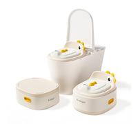 Kindsgut 3-in-1 Toddler Potty Training Toilet,Removable Seat with Dinosaur Design,Sturdy Step Stool, Splash Guard & Comfortable Backrest,Removable Bowl Easy to Clean,for Boys&Girls 18 Months&Up