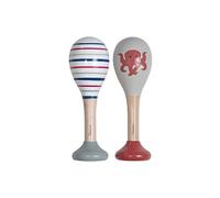 Kindsgut Wooden Music Maracas, set of 2 , Subtle Colors, Octopus and Stripes Design for Babies and Small Children