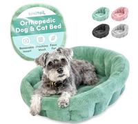 KindTail Small Orthopedic Dog and Cat Bed - Faux Fur Luxury Cuddler for Pets Under 15 lbs, Comfortable Waterproof Material with Nylon Base - 20" x 14" x 10" (Light Green, Small)