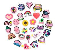 Kinearcharms 30pcs Pink Shoe Charms Magic Garden Shoe Charms Waterptoof Shoes Decoration for Adult Men Women Party Favor Gifts