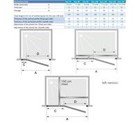 Kinedo KINESTYLE Pivot shower Door P, for niche installation, hinges on the right 1400mm Transparent Glass