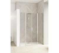Kinedo Pivot shower Door SMART DESIGN 2 doors without treshold with 2 fixed parts 2P XXL, recess 1200x2000x6mm Chrome Profil, Transparent Glass