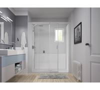 Kinedo Shower Enclosures Kinemagic Design, Niche, Central Band Frosted, 1600x900mm, Thermo, half-height, Sliding door