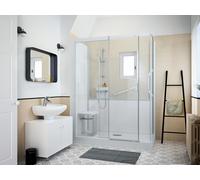 Kinedo Shower Enclosures Kinemagic Royal, Corner, Central Band Frosted, 1400x900mm, Thermo, half-height, Sliding door
