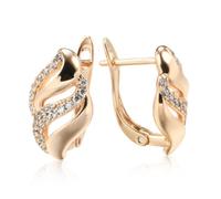 Kinel Cute Rose Gold Color Stud Earrings For Women Water Drop Zircon English Earrings