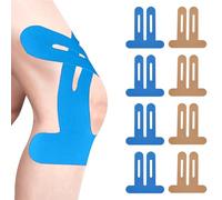 Kinesiology Knee Tape, 8 PCS Elastic Knee Tapes for Knee Pain, Pre Cut Sports Tape for Knee Pain Relief, Waterproof Muscle Tape for Support and Stability, Running Cycling Workouts (Skin Color & Blue)