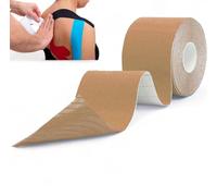 Kinesiology Sports Tape for Sport and Physio Rehabilitation - 5cm x 5m - Ideal for Tennis Elbow, Plantar Fasciitis, shin splints, Muscle Tissue Injuries, Running and Sports - Easy Tear (Beige)