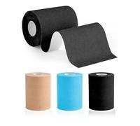 Kinesiology Tape 10cm*5m Waterproof Physio Tape, Elastic Therapeutic Sports Tape for Shoulder, Ankle, Elbow, Wrist, Knee Support,K Tape Breathable Waterproof Skin Friendly for Muscle Pain (Black)