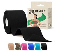 Kinesiology Tape 5m Roll - Sports and Medical Tape for Joint and Muscle Support, Multipurpose KT Tape, Body Tape, Knee Tape, Boob Tape, Physio Tape, Sports Tape, Trans Tape, Athletic Tape - Black