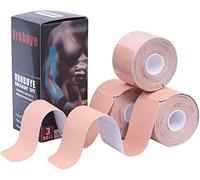 Kinesiology Tape Pro 3 Rolls, Waterproof Breathable Latex Free Tape, 10 inches Precut, 60 Precut Strips Strips for Knee Pain, Elbow, Shoulder Muscle & Joint Support (Nude)