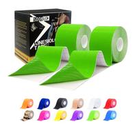 Kinesiology Tape Rock Tape 2 Rolls Relieve Muscle Soreness and Strain Shoulders Wrists Knees Ankles Elastic Waterproof Good Air Permeability Hypoallergenic Green 5cm*5m by SOONGO(Green)