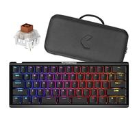 KINESIS Gaming TKO Mechanical Keyboard | Tactile Brown Switches | 60% Layout | Split Spacebar | Hotswap | PBT Keycaps | Aluminum Body | SF Shock Limited Edition Travel Case