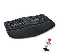 KINESIS mWave Quiet Ergonomic Keyboard for PC (Black) | Quiet Linear Mechanical Switches | Bluetooth & USB | Programmable | Backlit | Windows Modifiers & Hotkeys