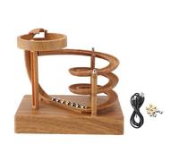 Kinetic Art Perpetual Motion Machine Rolling Ball Desk Non Stop Motion Science Physics Gadget for Office Home Decor ABS Plastic Stainless Steel with 10 Steel Balls 640g (Wood Grain)