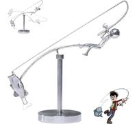 Kinetic Fisherman Balance Sculpture - Balancing Space Art, suitable for home/office desktop decoration, a unique balance gift for fishing enthusiasts and collectors.