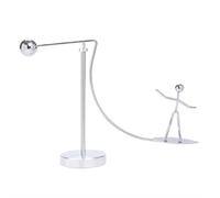 Kinetic Fishing Sculpture - Balance Art for Your Space, Fisherman Kinetic Balancing Desk Toy Fishing Physics Sculpture for Home Office Art Decor, Stainless Steel Balance Physics Toy