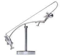 Kinetic Fishing Sculpture - Balance Art for Your Space, Fisherman Kinetic Balancing Desk Toy Fishing Physics Sculpture for Home Office Art Deco, Stainless Steel Balance Physics Toy