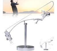 Kinetic Fishing Sculpture, Fishing Physics Sculptures, Fisherman Balancing Sculpture Toy, Balance Art Sculptures,Balance Art for Your Space, Fisherman Home Decoration (Silver, 1PCS)