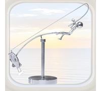 Kinetic Fishing Sculpture, The Fisherman Balancing Sculpture, Kinetic Desk Toys, Full of Kinetics Art Swinging Sticks. (Silver)