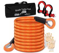 Kinetic Recovery Heavy Duty Tow Rope 6m 20" 10T (22,000lbs) with D-Shackle & Spacer - Off-Road Recovery Strap for Cars, SUVs, ATVs, Tractors - UK Approved Bicycle & Child Safety Tow Rope