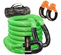 Kinetic Recovery Tow Rope: 1-1/8" x 20ft 48000LBS Snatch Strap with Soft Shackles Heavy Duty Offroad Towing Straps Kit for Trucks SUV UTV ATV Tractor Car Jeep - Neon Green