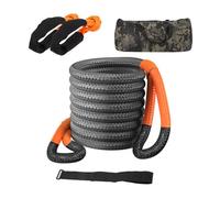 Kinetic Recovery Tow Rope (1 1/8" x 30ft, 48600LBS) Snatch Strap Kit with 2 Soft Shackles for Offroad Towing - Ideal for Trucks, SUVs, UTVs, ATVs, and Farm Equipment - Grey