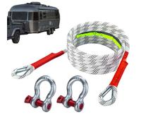 Kinetic Recovery Tow Rope - Heavy Duty Elastic Towing Rope - High Strength Nylon Pull Line, 2 Steel Release Buckles Included | Professional Equipment, beige, 10 tons, Please refer to description