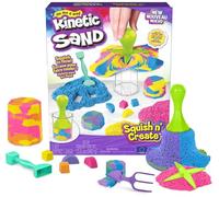 Kinetic Sand, Squish N’ Create with 382g of Blue, Yellow and Pink Play Sand, 5 Tools, Sensory Toys for Kids Aged 3 and Up