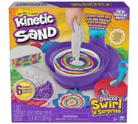 Kinetic Sand, Deluxe Playset, 2.5lbs of Play Sand (Red, Blue, Green, Yellow, White & Purple), 4 Tools, for Kids KNS Sandwhirlz, New F22: Swirl N Surprise