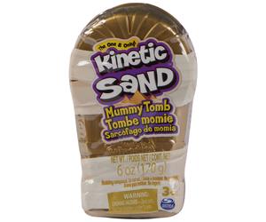 Kinetic Sand, Mini Mummy 170g Magic Sand, Kinetic Sand Brown, 1 Surprise Figure, 2 Accessories and 3 Gems Included, Toys for Boys and Girls