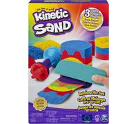 Kinetic Sand, Rainbow Mix Set with 3 Colours of Kinetic Sand (382g) and 6 Tools