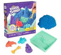 Kinetic Sand Sandbox Set Blue - with 454 g Original Magic from Sweden, 1 Sandbox, 3 Moulds, 1 Shovel for Creative Indoor Sand Game, for Children from 3 Years