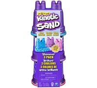 Kinetic Sand Schimmer Sand Pack of 3 340 g - 3 Colours Glitter Sand from Sweden in Castle Moulds for Creative, Clean Indoor Sand Game, for Children from 3 Years