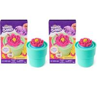 Kinetic Sand, SquishBlossom Blooming Flower with 227g Neon Yellow and Pink Play Sand, Pot and Moulds, Gifts for Mum and Kids, Arts and Crafts Sensory Toys (Pack of 2)