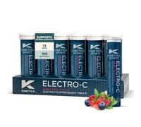 Kinetica Sports Electro-C Electrolyte Tablets - Berry Fizz Flavour | 180 Tablets (12 Pack, 15 Tablets/Pack) | Effervescent Hydration Drink | Contains Vitamin C, Magnesium, Potassium & Calcium