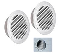 KineticKraft 2 Pack Air Vent Cover, 4 Inch / 100 mm, Round Louvred Air Vents for Wall Ceiling, Metal Round Soffit Vent with Insect Net, Flange Ventilation Grille for Bathroom Home Office Kitchen